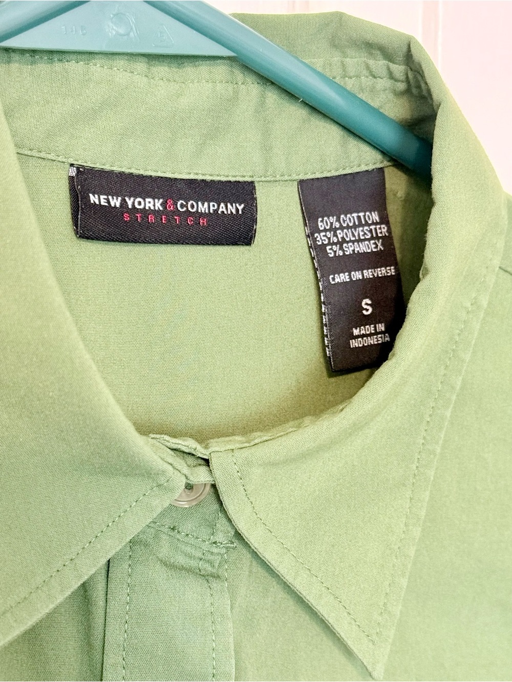 New York & Company Olive Green Button-Front Shirt - Picture 3 of 3